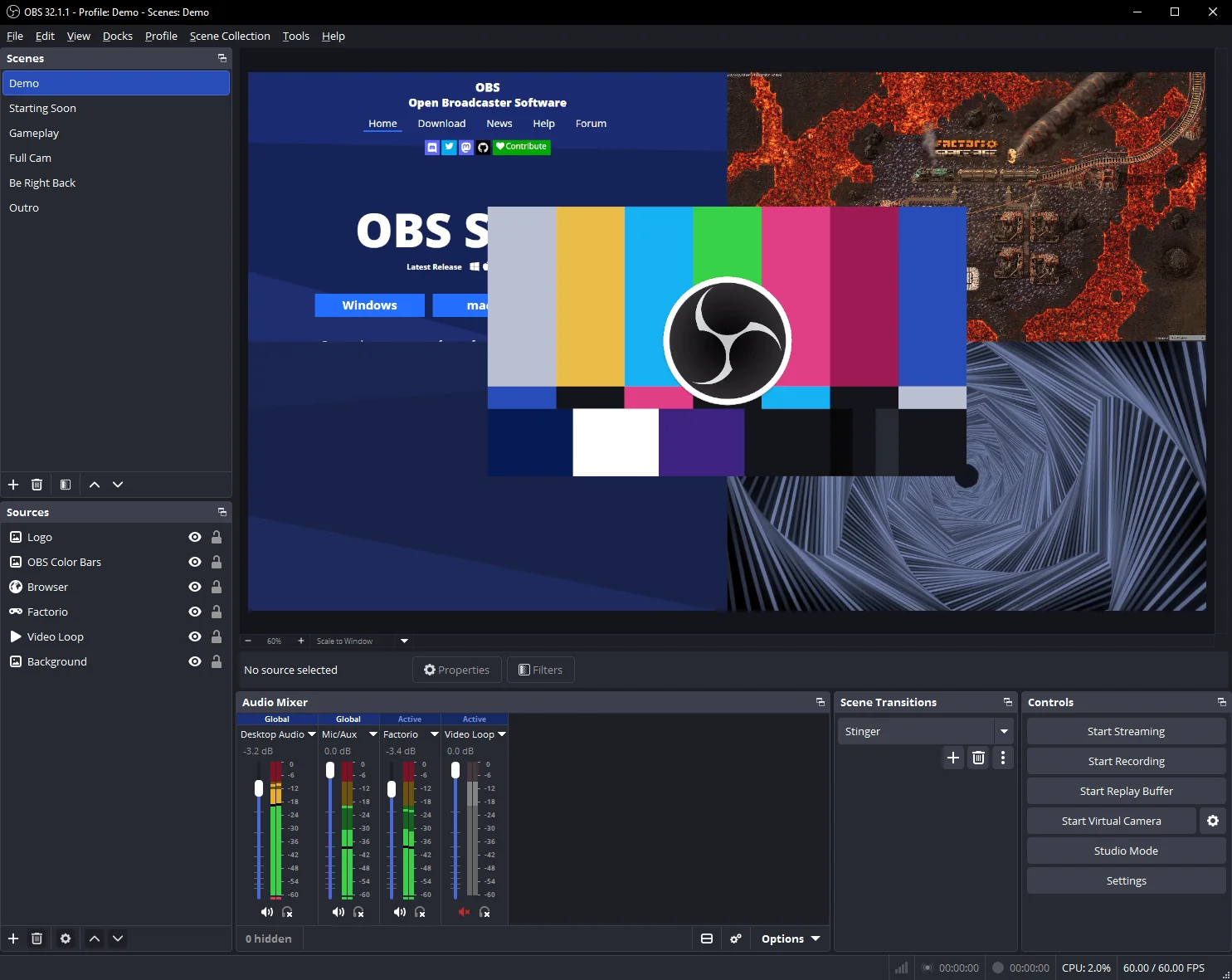 OBS Studio 主界面