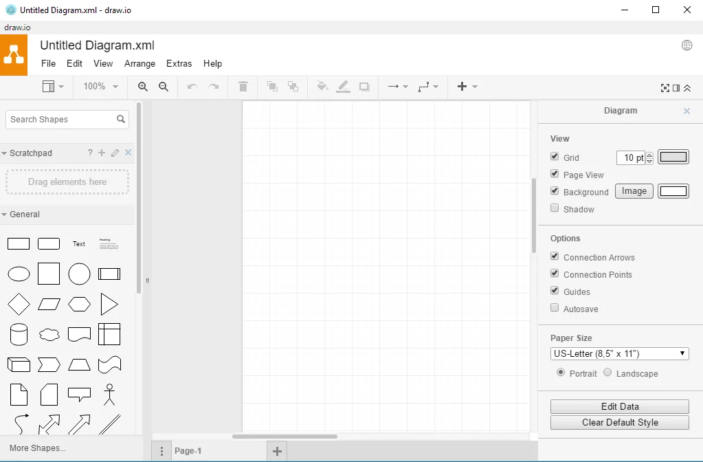draw.io 桌面版主界面